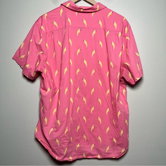 Bonobos Men Shirt XXL Pink Parrot Geometric Button Down Short Sleeve Camp Beach - Picture 8 of 11